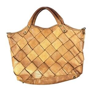 Costanza Rota Messenger Crossbody Woven Brown Leather Bag Made in Italy